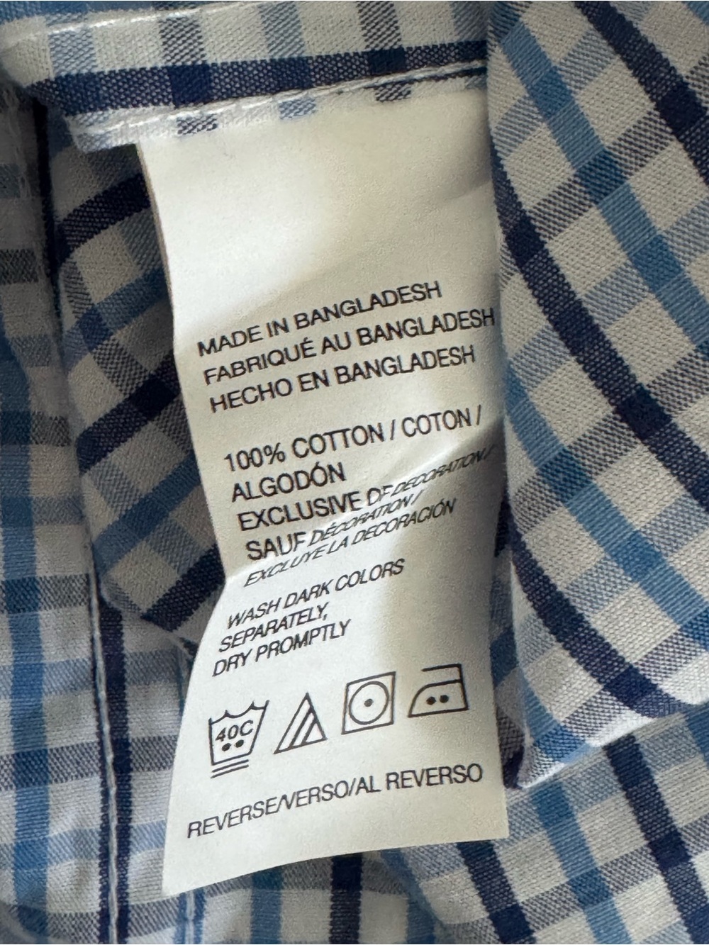 IZOD Men’s Large Shirt 100% Cotton Blue White Plaid Check Long Sleeve Button Up - Picture 11 of 11